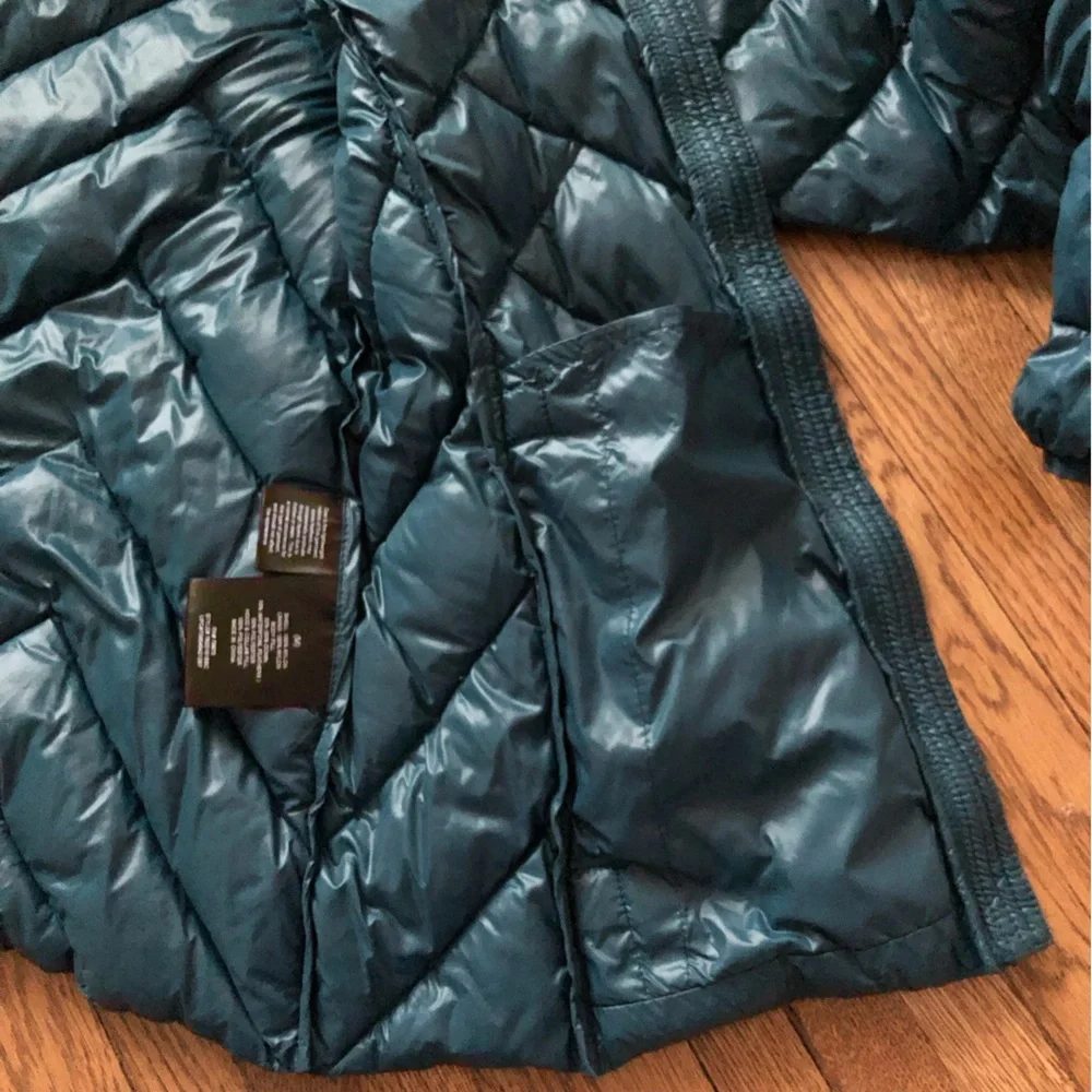 LONDON FOG Light weight packable down coat womens medium teal removable hood - Picture 9 of 9